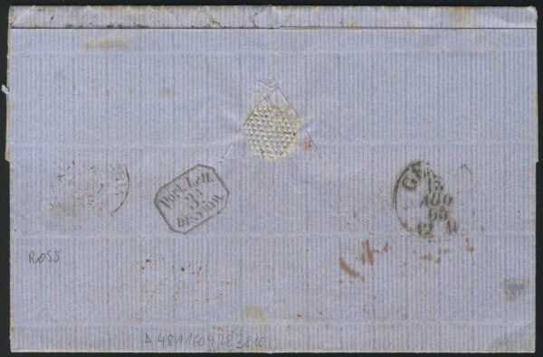 India 1865 Letter from Madras to Genova Italy via Alexandria and Ancona, with scarce <b>PD/MADRAS</b> alongside - Image 2