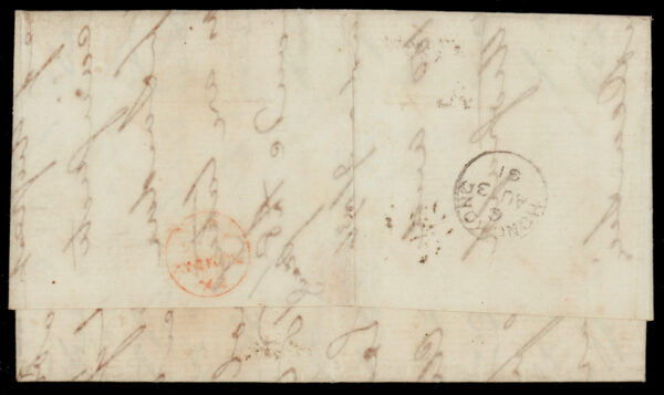 Early India Cancellations: <strong>Cooper type B4c, Renouf type 4j</strong> hollow "1" on 1861 (Jul 16) <strong>opium correspondence</strong> to Hong Kong. Cooper states: <i><strong>examples are scarce</strong></i> - Image 2