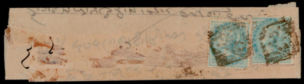 Early India Cancellations: <strong>Cooper type 4k</strong> "33" with lines ascending from left to right on native cover. Cooper states: <i><strong>examples are scarce</strong></i>