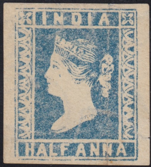 India 1854 QV ½a pale blue