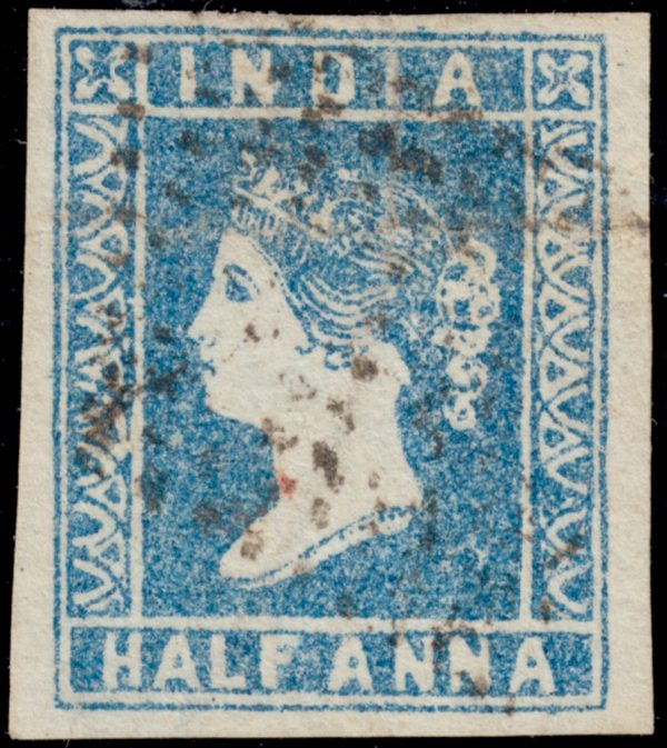 India 1854 ½a pale blue imperf SG 3 £80