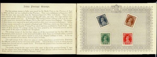 India 1939, souvenir booklet to commemorate 11th UPU in Buenos Aeres with GVI 3p to 5r. SG 247/261 £190++ - Image 3