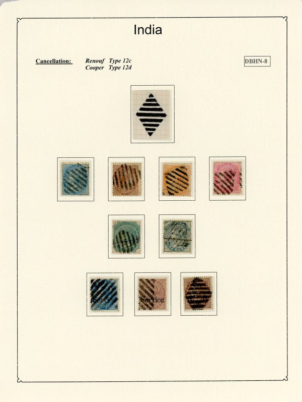 Early India Cancellations: Cooper type 12 - 12d on stamps from various... - Image 3